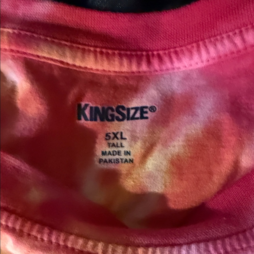Kingsize Multicolor Tie-Dye Short Sleeve Tee with Peace Hand Graphic - Picture 3 of 4